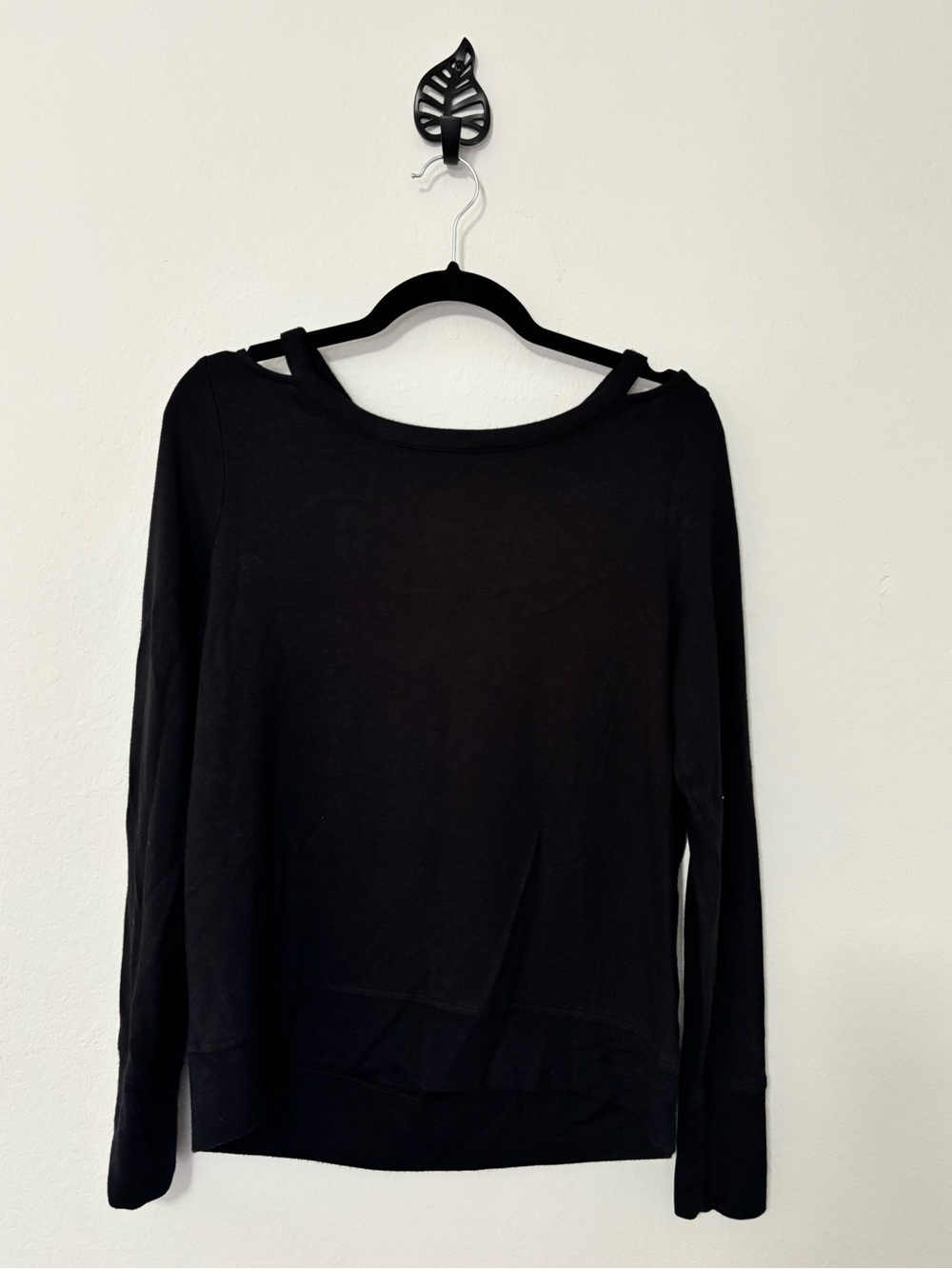 Athleta CutOut Neck Sweatshirt Top - Black - Size S